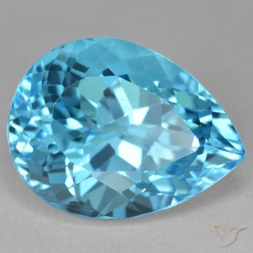 25.31ct Natural Azul Suíço Topázio, Formato de pêra, VVS-VS