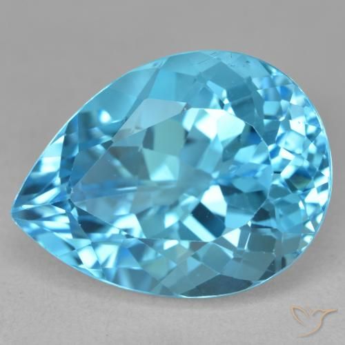 Topázio Azul Suíço Natural 25.31ct, Formato de pêra, VVS-VS