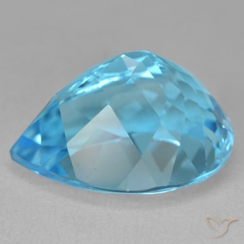 Topázio Azul Suíço Natural 25.31ct, Formato de pêra, VVS-VS