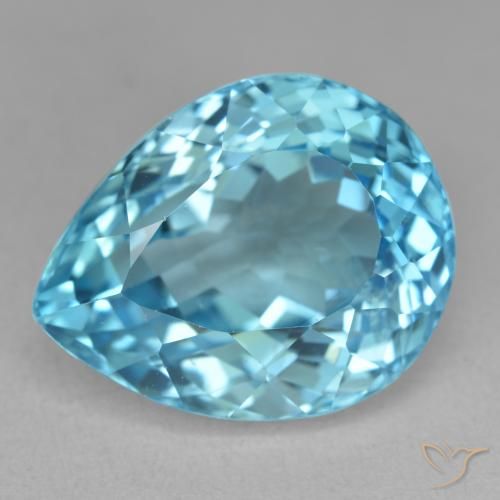 21.84ct Natural Azul Suíço Topázio, Formato de pêra, VVS-VS