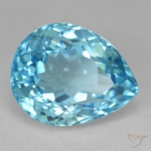 Topázio Azul Suíço Natural 21.84ct, Formato de pêra, VVS-VS