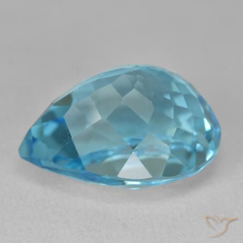 Topázio Azul Suíço Natural 21.84ct, Formato de pêra, VVS-VS