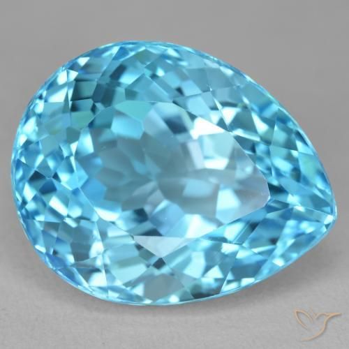 Topázio Azul Suíço Natural 27.19ct, Formato de pêra, VVS