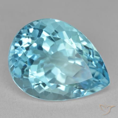 Topázio Azul Suíço Natural 20.41ct, Formato de pêra, VVS-VS