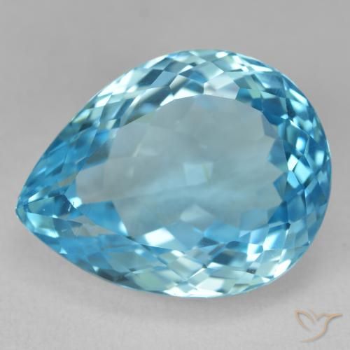 25.41ct Natural Azul Suíço Topázio, Formato de pêra, VVS-VS