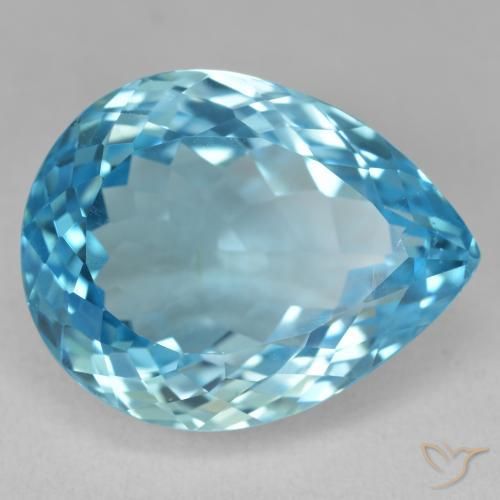Topázio Azul Suíço Natural 25.41ct, Formato de pêra, VVS-VS