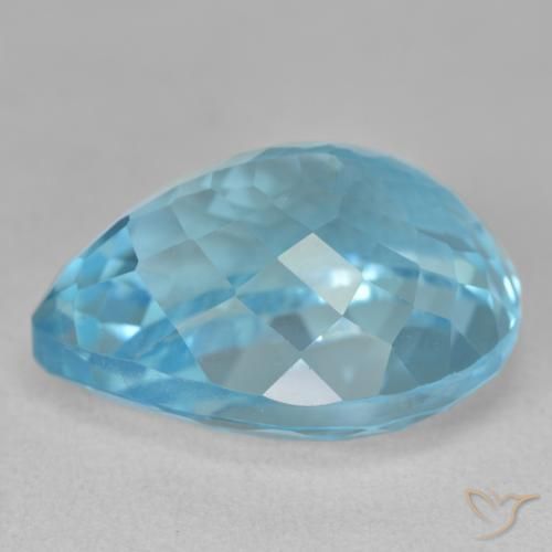 Topázio Azul Suíço Natural 25.41ct, Formato de pêra, VVS-VS
