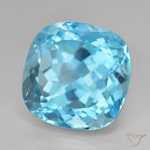 Topázio Azul Suíço Natural 20.98ct, Almofada, VVS