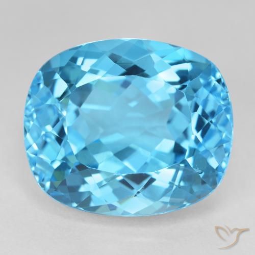 26.00ct Natural Azul Suíço Topázio, Almofada, VVS
