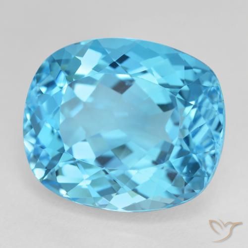 Topázio Azul Suíço Natural 26.00ct, Almofada, VVS