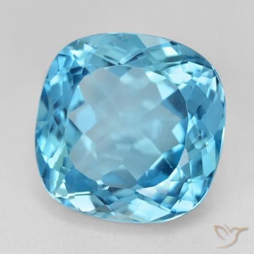 Topázio Azul Suíço Natural 21.83ct, Almofada, VVS-VS