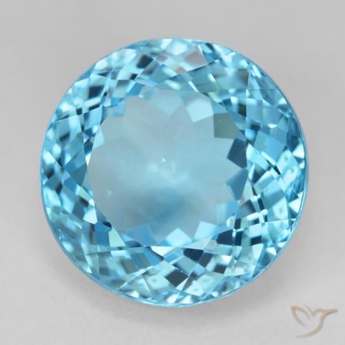 Topázio Azul Suíço Natural 27.45ct, Redondo, VVS-VS