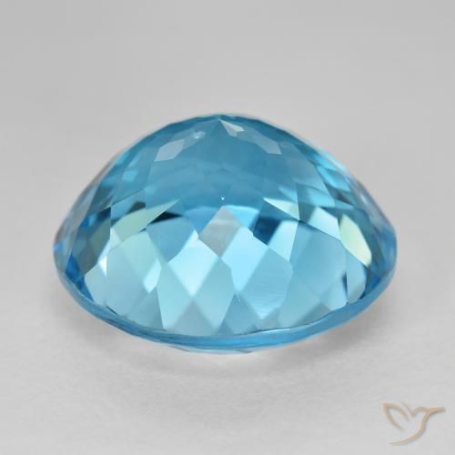 Topázio Azul Suíço Natural 27.45ct, Redondo, VVS-VS