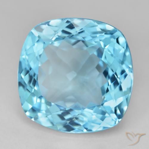 Topázio Azul Suíço Natural 29.54ct, Almofada, VVS-VS