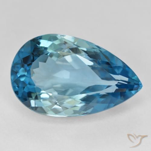 Topázio Azul Suíço Natural 22.19ct, Formato de pêra, VVS-VS