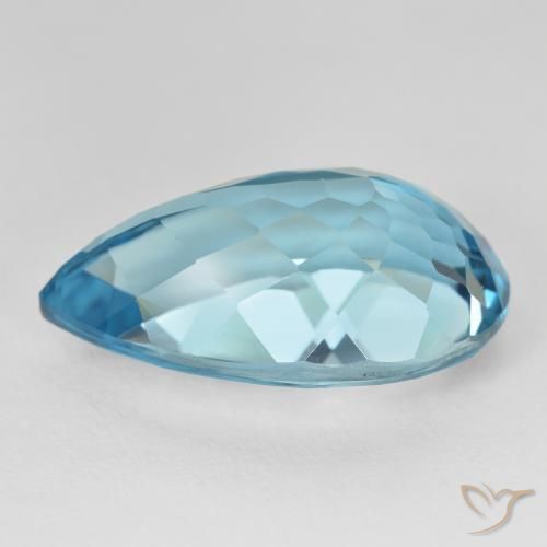 Topázio Azul Suíço Natural 22.19ct, Formato de pêra, VVS-VS