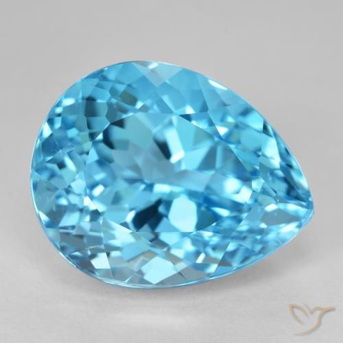 Topázio Azul Suíço Natural 23.23ct, Formato de pêra, VVS-VS
