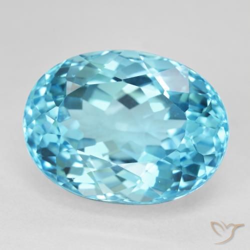 Topázio Azul Suíço Natural 25.84ct, Corte Oval, VVS-VS