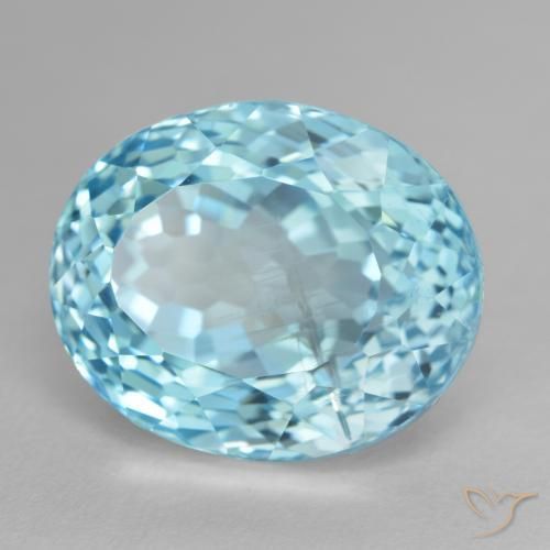 Topázio Azul Esverdeado Claro Natural 26.66ct, oval, VS