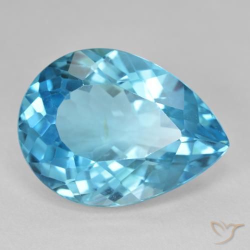 Topázio Azul Suíço Natural 28.60ct, Formato de pêra, VVS-VS