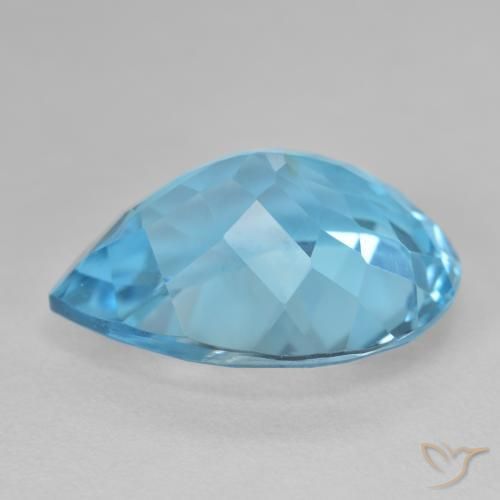 Topázio Azul Suíço Natural 28.60ct, Formato de pêra, VVS-VS