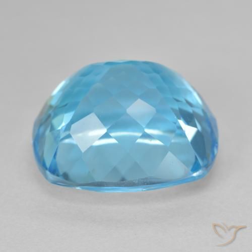 Topázio Azul Suíço Natural 23.75ct, Almofada cortada, VS