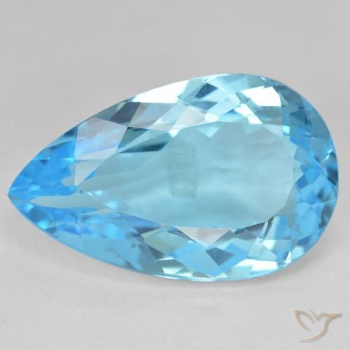 Topázio Azul Suíço Natural 27.27ct, Formato de pêra, VVS-VS