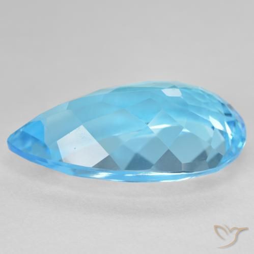 Topázio Azul Suíço Natural 27.27ct, Formato de pêra, VVS-VS