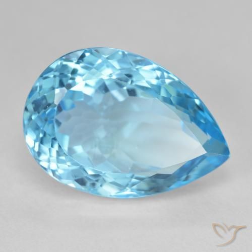 Topázio Azul Suíço Natural 28.78ct, Formato de pêra, VS