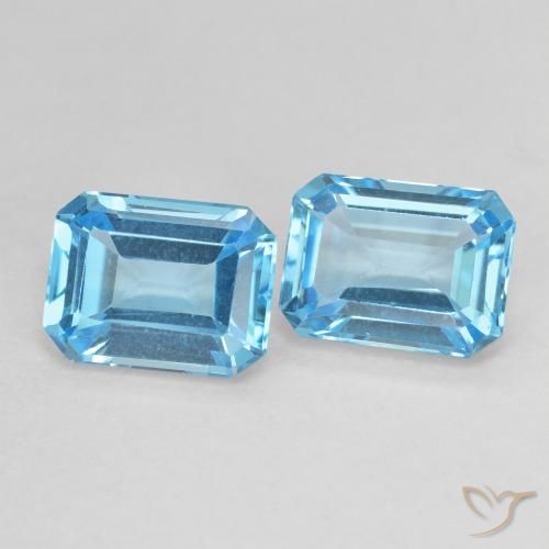 3.96ctw Natural Azul Suíço Topázio, Corte Esmeralda, VVS