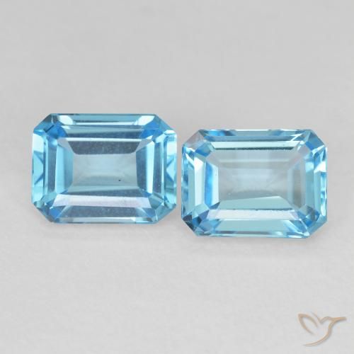 Pedras preciosas de Topázio Azul Suíço natural de 3.96 ct, Corte Octógono / Esmeralda, VVS