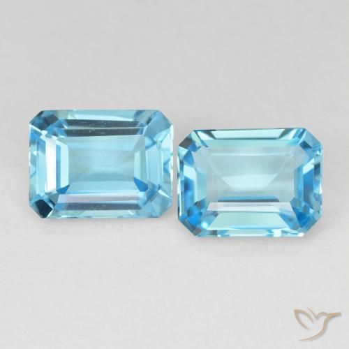 3.86ctw Natural Azul Suíço Topázio, Corte Esmeralda, VVS