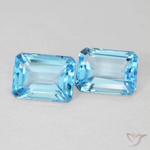 3.68ctw Natural Azul Suíço Topázio, Corte Esmeralda, VVS-VS