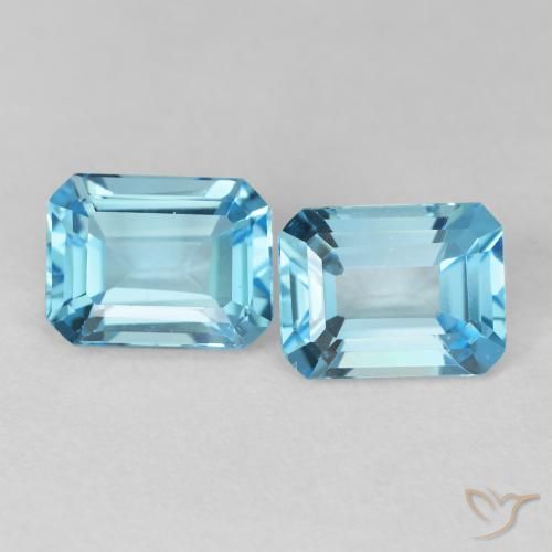 3.89ctw Natural Azul Suíço Topázio, Corte Esmeralda, VVS-VS