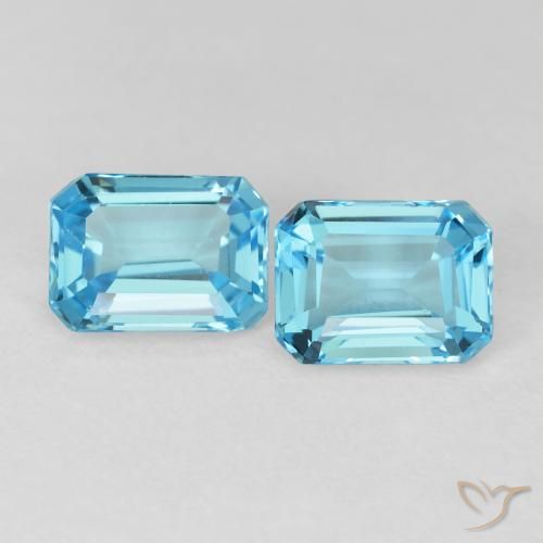 3.88ctw Natural Azul Suíço Topázio, Corte Esmeralda, VVS-VS
