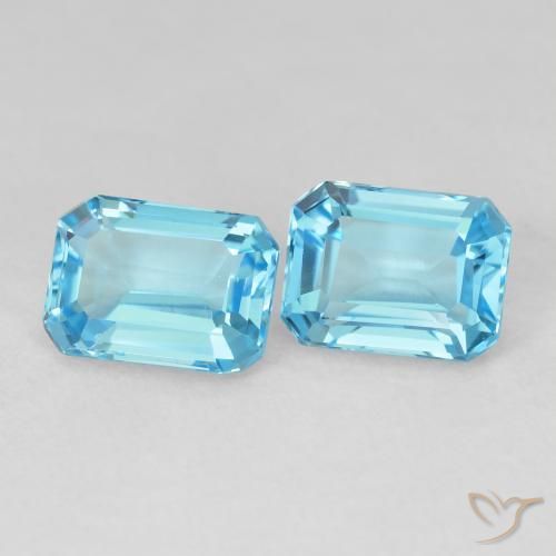 Pedras preciosas de Topázio Azul Suíço natural de 3.88 ct, Corte Octógono / Esmeralda, VVS-VS