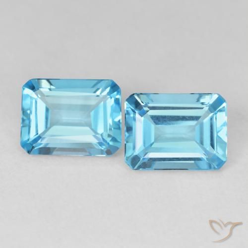 3.56ctw Natural Azul Suíço Topázio, Corte Esmeralda, VVS-VS