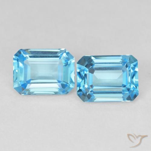 3.81ctw Natural Azul Suíço Topázio, Corte Esmeralda, VVS-VS