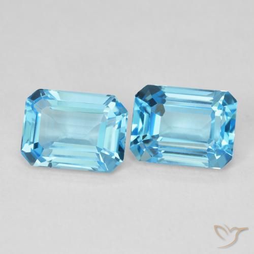 Pedras preciosas de Topázio Azul Suíço natural de 3.81 ct, Corte Octógono / Esmeralda, VVS-VS