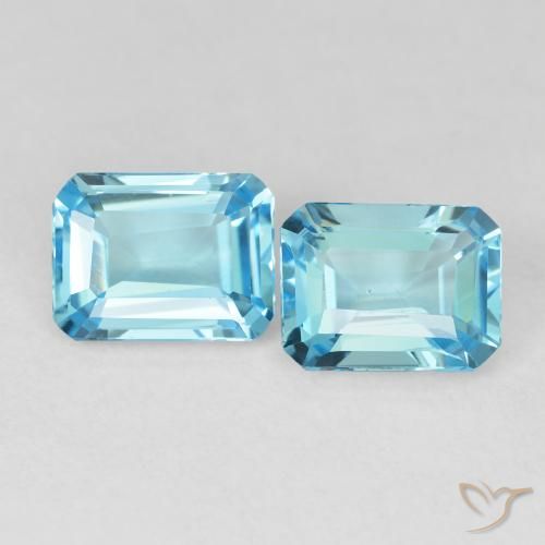 3.84ctw Natural Azul Suíço Topázio, Corte Esmeralda, VVS-VS