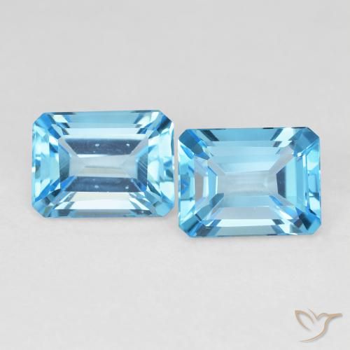 3.94ctw Natural Azul Suíço Topázio, Corte Esmeralda, VVS-VS