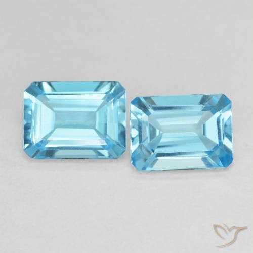 3.40ctw Natural Azul Suíço Topázio, Corte Esmeralda, VVS-VS