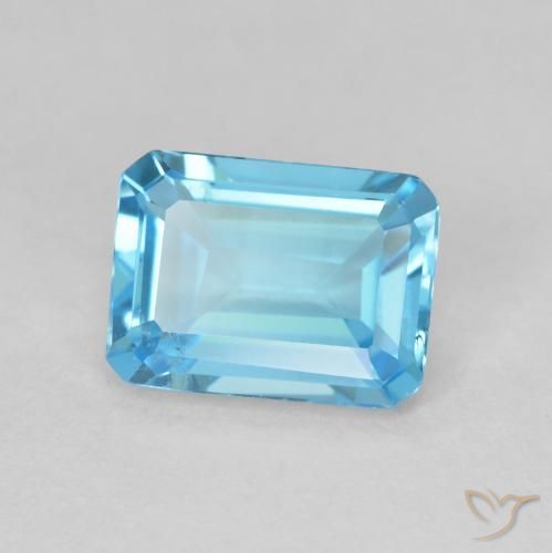 Topázio Azul Suíço Natural 1.80ct, Corte Esmeralda, VS