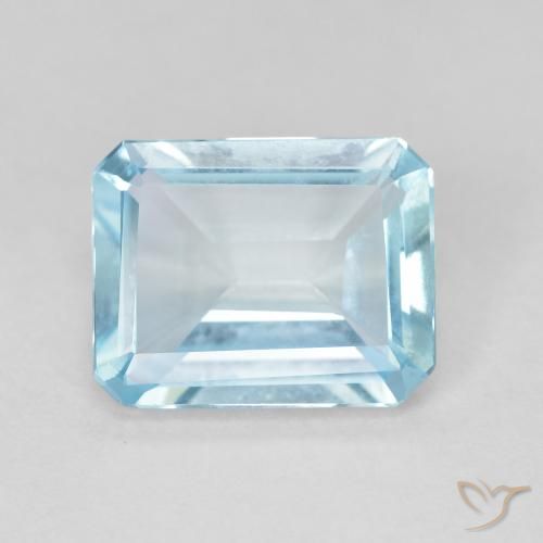 3.69ct Natural Céu azul Topázio, Corte Esmeralda, VVS-VS
