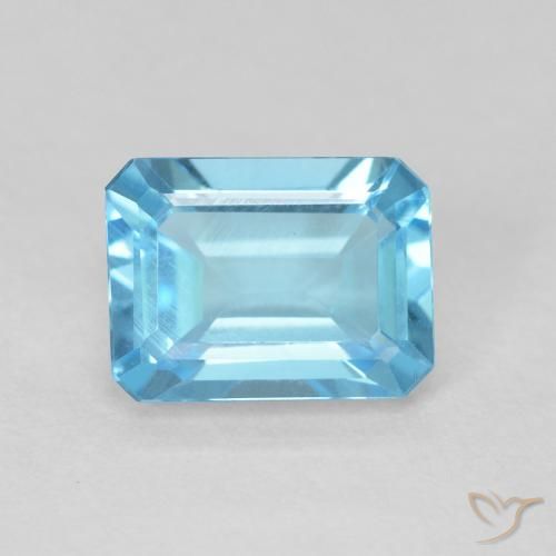 1.90ct Natural Azul Suíço Topázio, Corte Esmeralda, VVS-VS