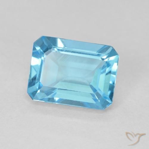 Topázio Azul Suíço Natural 1.90ct, Corte Octógono / Esmeralda, VVS-VS