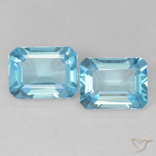 3.64ctw Natural Azul Suíço Topázio, Corte Esmeralda, VVS