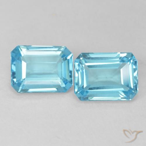 3.73ctw Natural Azul Suíço Topázio, Corte Esmeralda, VVS