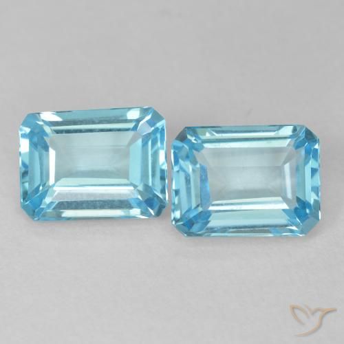 3.90ctw Natural Azul Suíço Topázio, Corte Esmeralda, VVS