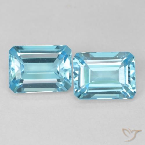 4.04ctw Natural Azul Suíço Topázio, Corte Esmeralda, VVS